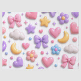 Papel De Seda Padrão de Ícones Pastel de Doce Fofo