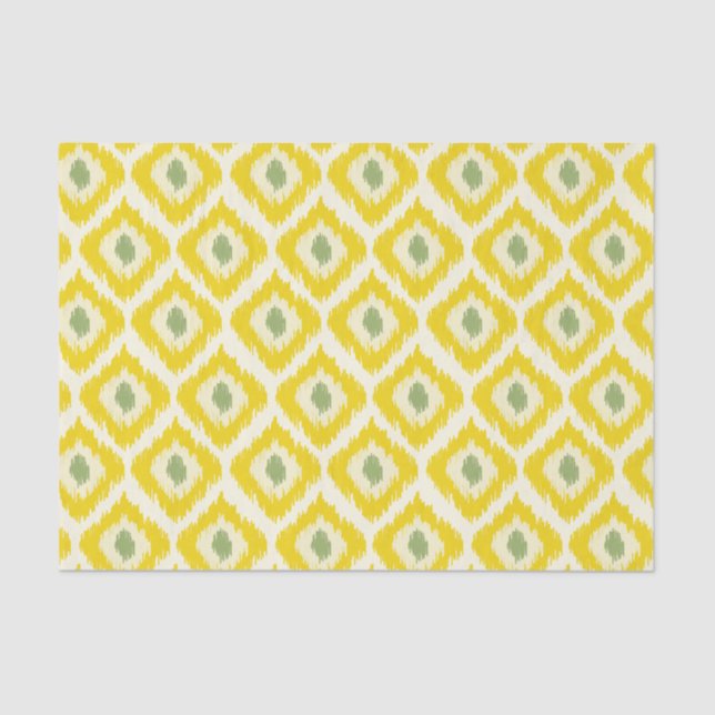 Papel De Seda Padrão de Ikat de Diamante Amarelo (Frente )