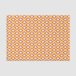 Papel De Seda Padrão de Ikat de Diamante Amarelo e Tribal Vermel