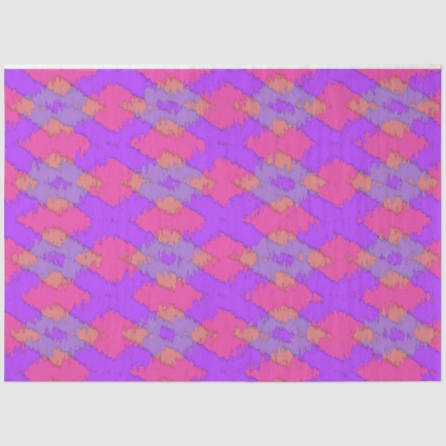 Papel De Seda Padrão de Ikat Moderno Roxo (Frente )