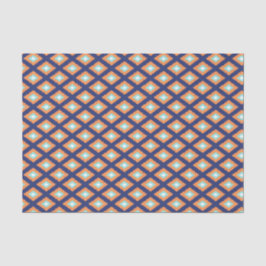 Papel De Seda Padrão de Ikat Tribal Azul e Laranja
