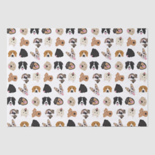 Papel De Seda Padrão de Ilustração da Face de Cachorro Bonito