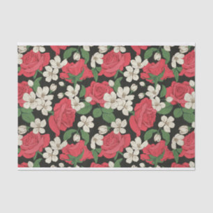 Papel De Seda Padrão de Ilustrações de Flores Brancas e rosas ve