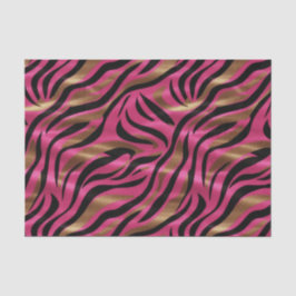 Papel De Seda Padrão de Impressão Animal Dourado de Zebra Rosa P
