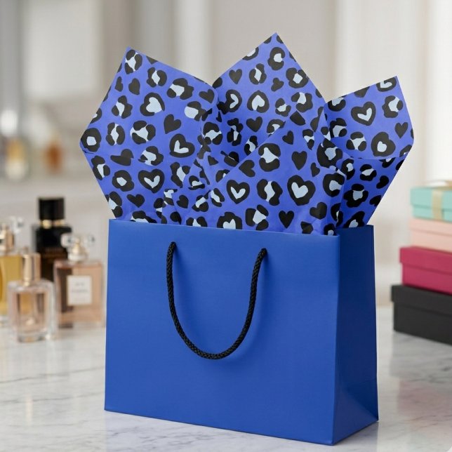 Papel De Seda Padrão de Impressão Chic de Leopardo Azul de Anima (blue leopard print tissue paper)