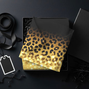 Papel De Seda Padrão de Impressão de Leopardo com Brilho Dourado