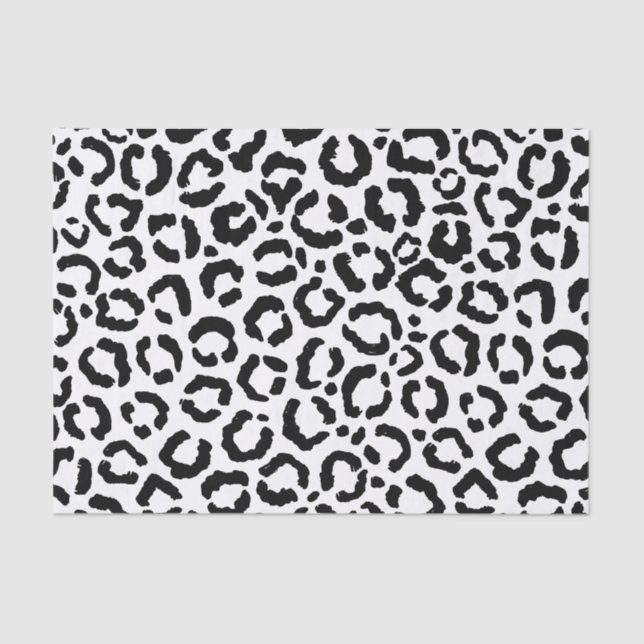 Papel De Seda Padrão de Impressão do Animal Leopardo Branco Negr (Frente )