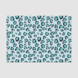 Papel De Seda Padrão de Impressão do Leopardo Azul