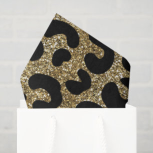 Papel De Seda Padrão de Impressão Dourado de Leopardo com Brilh