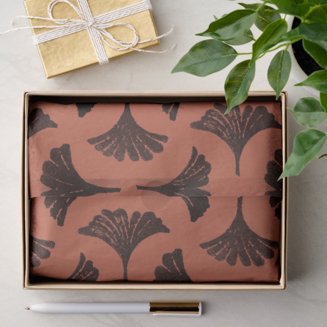 Papel De Seda Padrão de impressão em bloco de gingko - laranja c (Presente)