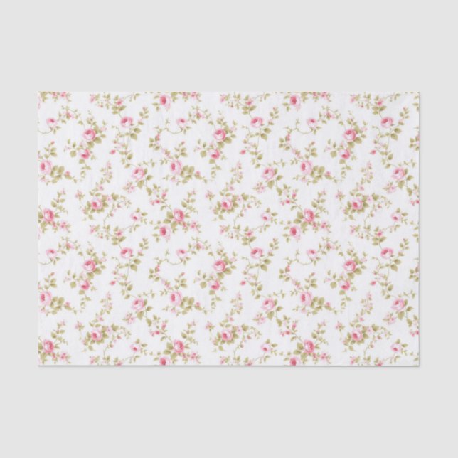 Papel De Seda Padrão de Jardim de Algodão Rosa Floral (Frente )
