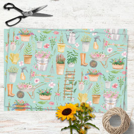 Papel De Seda Padrão de Jardim de Ferramentas de Jardinagem Flor