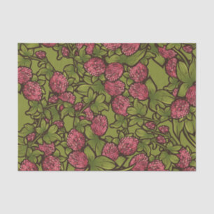 Papel De Seda Padrão de Jardim de Trevo Vermelho