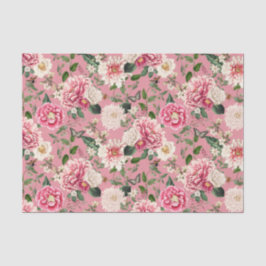 Papel De Seda Padrão de Jardim Floral de Dusty Pink Vintage