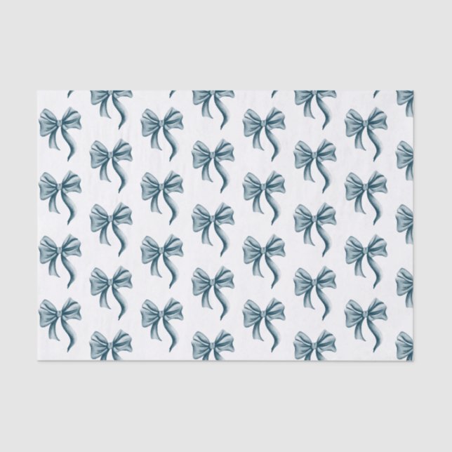Papel De Seda Padrão de Laço Azul Simples (Frente )