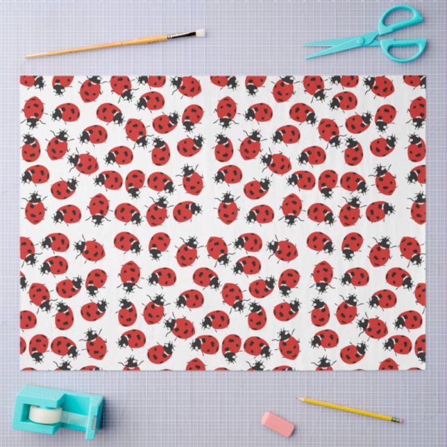 Papel De Seda Padrão de Ladybug Vermelho e Preto (Arte )