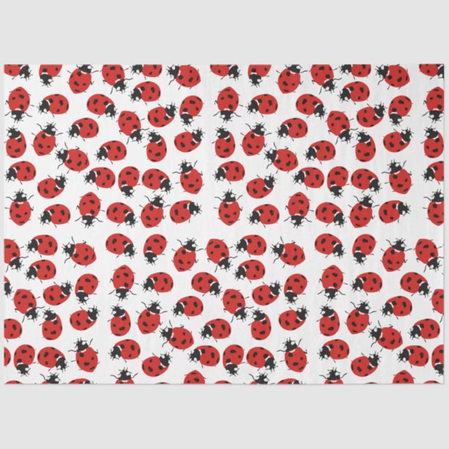 Papel De Seda Padrão de Ladybug Vermelho e Preto (Frente )