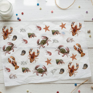 Papel De Seda Padrão de Lagosta de Crustáceos de Frutos do Mar