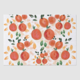 Papel De Seda Padrão de Laranja Tropical e Folhas