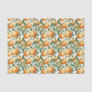 Papel De Seda Padrão de Laranjas e Folhas em Aquarela Decoupage