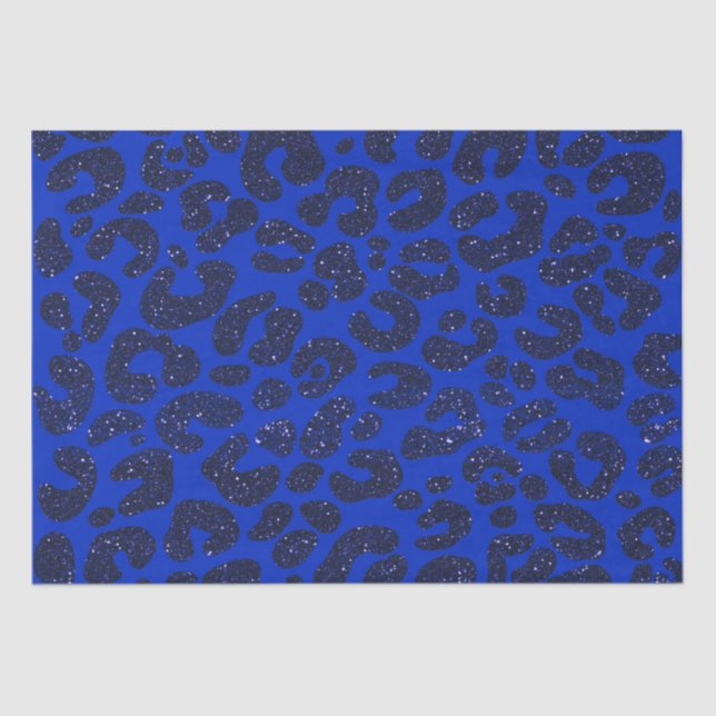 Papel De Seda Padrão de Leopardo da Gliteria Azul (Frente )