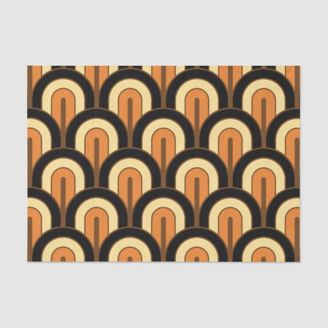 Papel De Seda Padrão de Leque Geométrico Gradado Retro (Frente )
