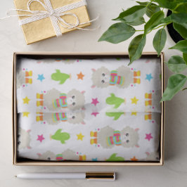 Papel De Seda Padrão De Lhamas, Lhamas Cutas, Alpacas, Cactus