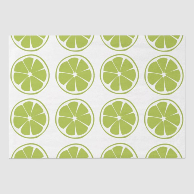 Papel De Seda Padrão de Lima Verde Fruta Lima (Frente )