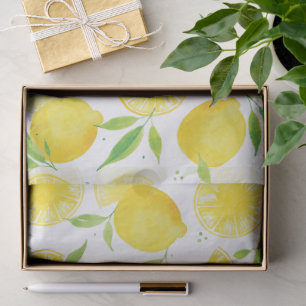 Papel De Seda Padrão de Limão Aquarela de Citros de Verão