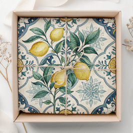 Papel De Seda Padrão de Limão Country Francês Azulejo Azul