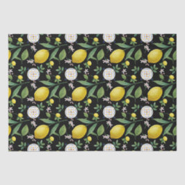 Papel De Seda Padrão de Limão de Azulejo Italiano com Aquarela