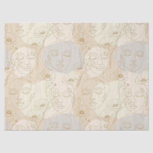 Papel De Seda Padrão de Linha de Rosto Floral Vintage (1)