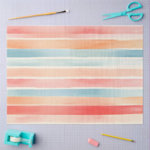 Papel De Seda Padrão de Listra Colorido Aquarela Brilhante