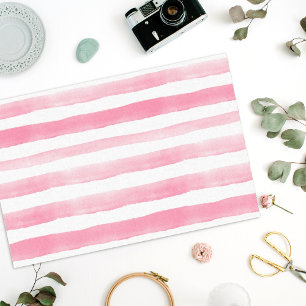 Papel De Seda Padrão de Listra Rosa em Aquarela