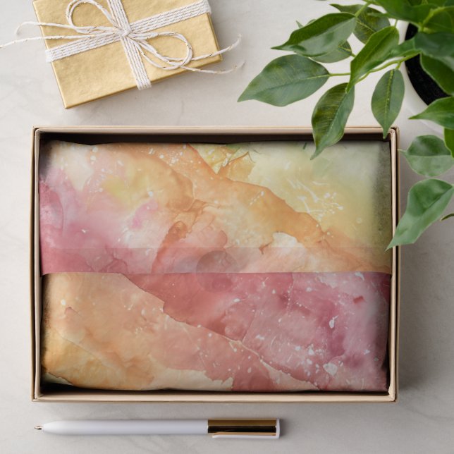 Papel De Seda Padrão de Listras de Aquarela Arco-íris (Presente)