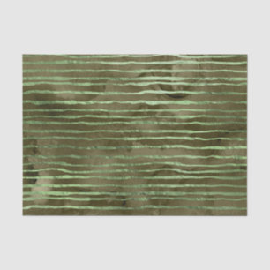 Papel De Seda Padrão de Listras de Aquarela Verde