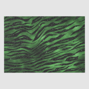 Papel De Seda Padrão de Listras de Tigre com Brilho Verde Glam