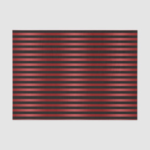 Papel De Seda Padrão de Listras Preto e Vermelho Elegante