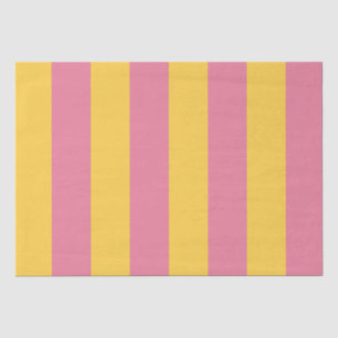Papel De Seda Padrão de Listras Verticais Rosa e Amarelo Vibrant