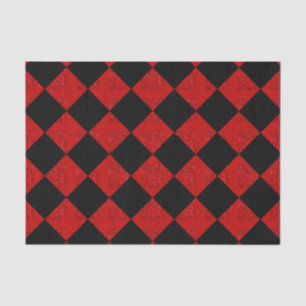 Papel De Seda Padrão de losango vermelho preto e cremson