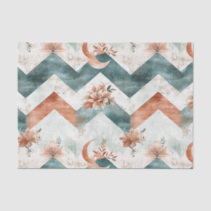Papel De Seda Padrão de Lua Chevron Floral Cottagecore