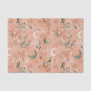 Papel De Seda Padrão de Lua Floral Boho Celestial (4)
