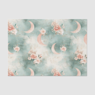 Papel De Seda Padrão de Lua Floral Boho Celestial (7)