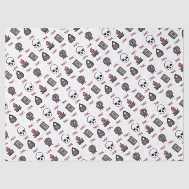 Papel De Seda Padrão de Lua Tripla de Bruxa Rosa (Frente )