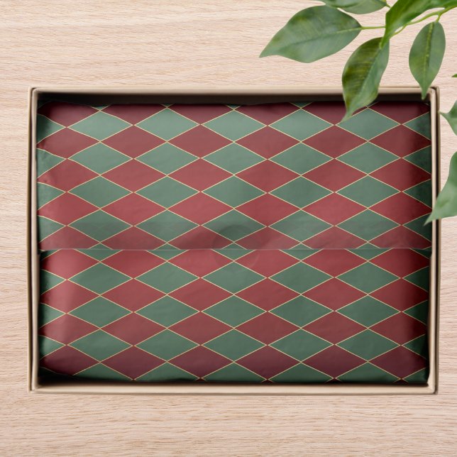 Papel De Seda Padrão de luxo de Harlequin Verde Elegante (Criador carregado)