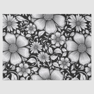 Papel De Seda Padrão de Luxo Floral Monocromático Chic (6)