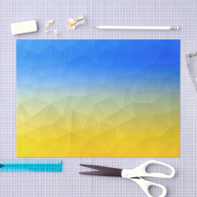 Papel De Seda Padrão de malha geométrica azul-ucraniano (Arte )