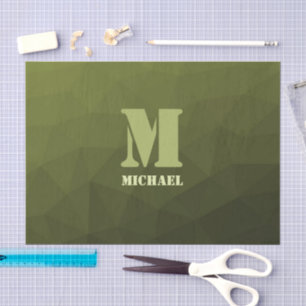 Papel De Seda Padrão de malha geométrica da oliveira verde do ex