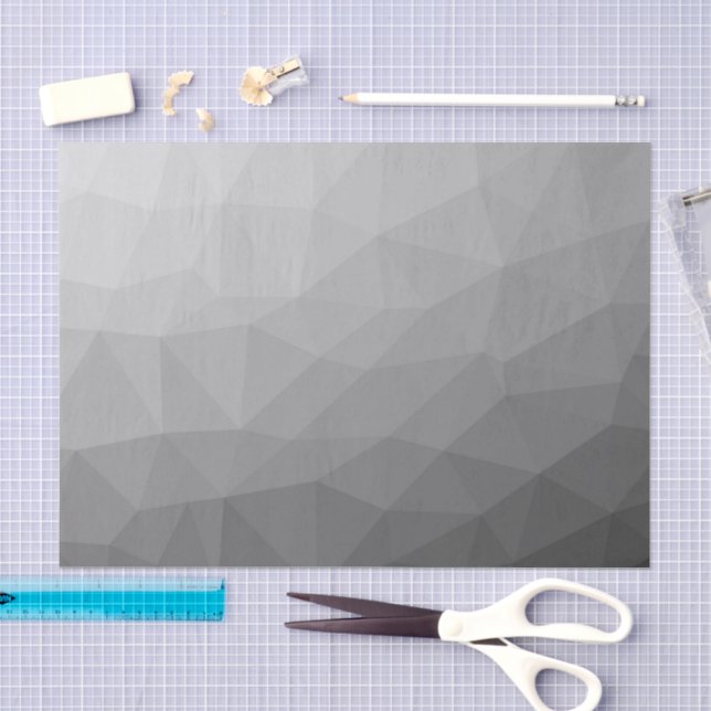 Papel De Seda Padrão de Malha Geométrica Gradiente Cinza (Arte )