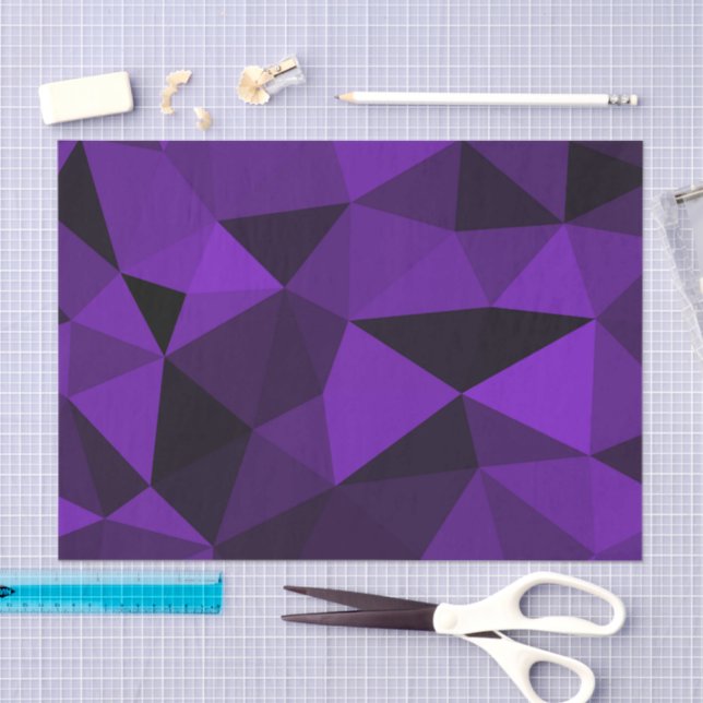 Papel De Seda Padrão de malha geométrica preta roxa (Arte )